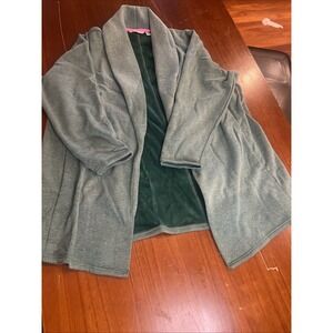 Isaac Mizrahi Live Shawl Collar Swing Cardigan Womens 3X Green Fleece Lined